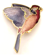 WM Spear Design 1986 Bird Pin Flying Finch Sparrow Gold Tone Enamel Broo... - $19.00 CAD