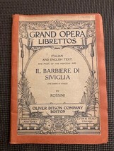 Vintage Grand Opera Libretto, Il Barbiere Di Siviglia • Rossini, Oliver Ditson - £9.39 GBP