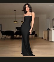 Hollow out ruched cross back cami cut out maxi dress - $40.37 CAD
