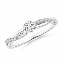 ANGARA Natural Diamond Twist Shank Engagement Ring with Accents (HSI2, 0.32 Ctw) - £711.50 GBP