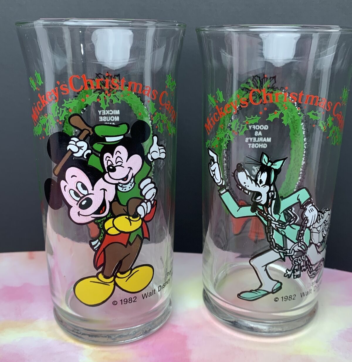 Lot of 2 - 1981 Disney Mickey's Christmas Carol Coca-Cola Collector's Glasses - $19.79