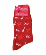 Retro Men&#39;s Unisex Funky Novelty Valentine XO LOVE ARROW CREW SOCKS Red/... - $6.50 CAD