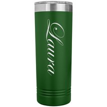 Laura - 22oz Insulated Skinny Tumbler Personalized Name - Green - £25.86 GBP