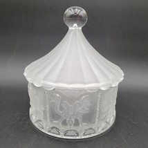 Vintage &#39;82 GOEBEL Crystal Carousel Circus Animals Satin Tent Covered Candy Dish - £31.55 GBP