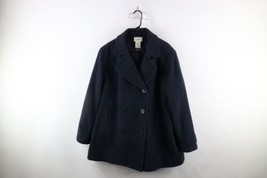 Vintage LL Bean Womens 2X Bellandi Wool Naval Quilted Peacoat Jacket Navy Blue - £106.99 GBP