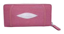 Genuine Stingray Skin Leather Women Purse Zipper Closure : Pink - £66.85 GBP