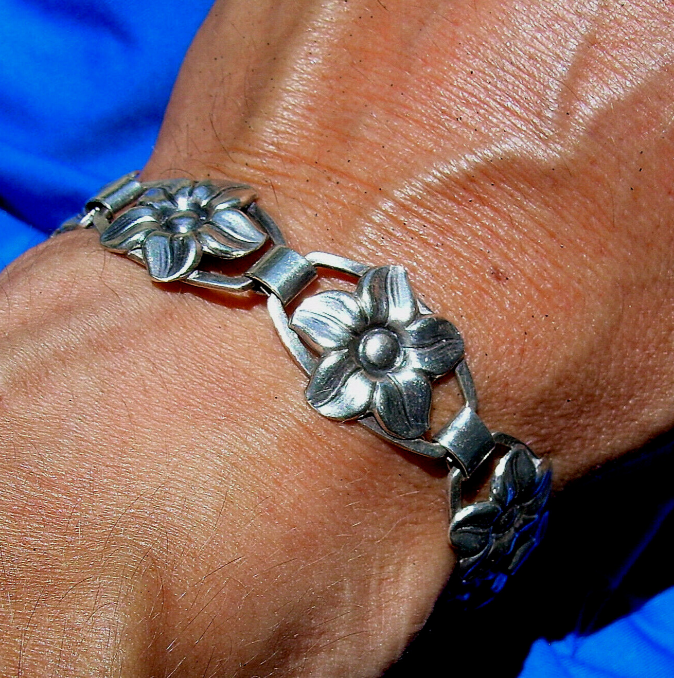 Vintage Art Deco Design Sterling Silver 925 Denmark Link panel Bracelet ... - $470.25