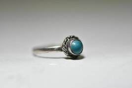 turquoise ring stacker pinky band sterling silver women girls size 5.50 - $27.72