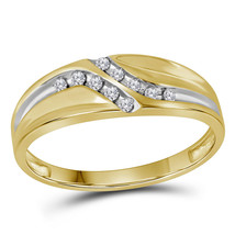 14kt Yellow Gold Mens Round Diamond Wedding Band Ring 1/8 Cttw - £372.77 GBP