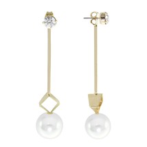 Daniela Swaebe 18K Gold-Plated What A Stud Linear Drop Glass Pearl Earrings NWT - $18.75