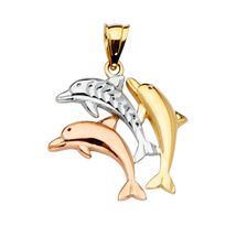 14K Tri-Color Gold Dolphin Pendant - £156.66 GBP