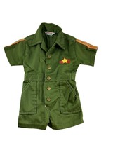 Vintage Healthtex Baby Size 2T Olive Green Military Jumpsuit Romper Star... - £22.59 GBP