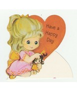 Vintage Valentine Card Girl Combs Doll&#39;s Hair 1960&#39;s Hallmark With Envelope - £6.36 GBP