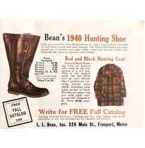 L.L. Bean Hunting Boots Plaid Jacket 1940 Advertisement Maine Outdoors D... - €17,25 EUR