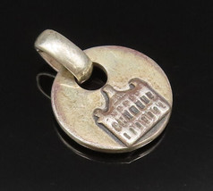 925 Sterling Silver - Vintage Carved Royal Castle Motif Charm Pendant - ... - £29.44 GBP