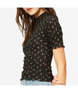 Billabong Little Things Mock Neck Top Black Floral XS NEW - $30.00