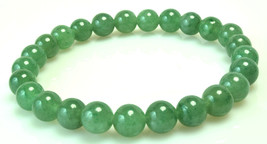 Stackable 8mm Beaded Green Jade Meditation Prayer Healing Stretch Bracelet - £12.51 GBP