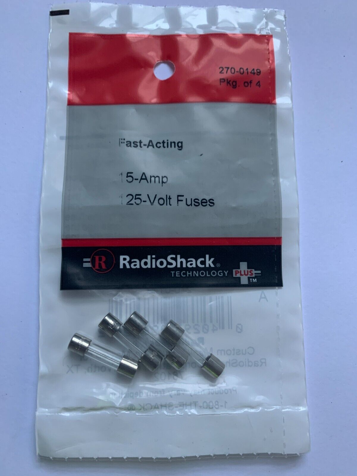 RadioShack 15 Amp 125 Volt Fast-Acting Fuses 270-0149 2700149 *FREE SHIPPING* - $7.99