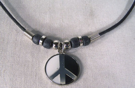2 Peace Sign Unity Rope Necklace Bead Jewelry New Item Unisex Beads Mens Ladies - £5.22 GBP