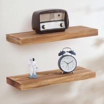 Floating Shelves Wall Mounted Set Of 2 - Natural Rustic Wooden Wall Shel... - £55.98 GBP