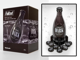 Fallout 4 Nuka-Cola Dark Glass Rocket Bottle + 10 Bottle Caps Replica Figure - £78.21 GBP