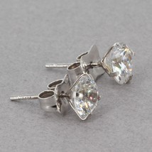 10K White Gold 5mm Round CZ Stud Earrings - £23.59 GBP