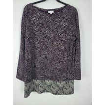 J.Jill Long Sleeve Top Large Womens Purple Black Pullover Two Toned Blouse - £23.64 GBP