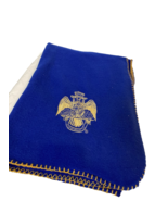Masonic Crest Deus Meumque Jus Fleece Lap Blanket Royal Blue 49&quot; x 37.5&quot; - $19.53 CAD