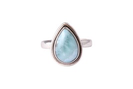 925 Argento Sterling Larimar Gemma Oro Rosa / Placcato Matrimonio Anello GRS1278 - £32.15 GBP+