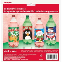 Christmas Holiday Beverage Soda 2 Liter Bottle Labels 4 Ct Party - £2.78 GBP