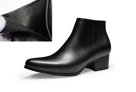 Autumn winter new mens 5 CM high heels warm genuine leather ankle boots shoes me - £153.26 GBP