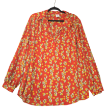 Cabi Womens XL Belfry Popover Blouse 3947 Burnt Orange Floral Flowy Cottagecore - £12.28 GBP