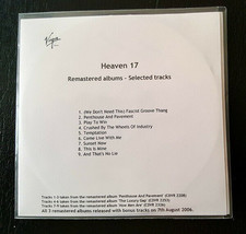 Heaven 17 Remastered Albums - Selected Tracks Cd Mint Uk Import Promo Acetate - £61.45 GBP