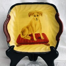 Stoneware Tray Yellow Labrador Dog On Cushion Hand Painted Yellow Black ... - £7.62 GBP