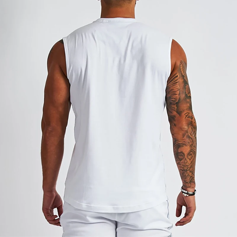 Sporting Plain Cotton V-Ak Fitness Tank Top Men Summer Muscle Vest Gym Clothing  - £25.35 GBP
