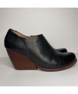 Kork-Ease Holmes Women Sz 8 Black Leather Zip Wedge Ankle Booties Shoes ... - $42.99