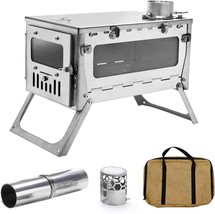 Mc Titanium Tent Stove Wood Burning Stove Foldable Ultralight For Backpa... - £275.16 GBP