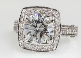 3.05 carat Round Brilliant Diamond 14k White Gold Engagement Ring GIA Certified - £36,313.54 GBP