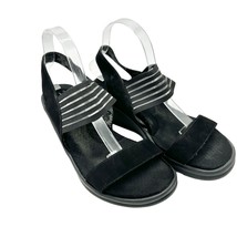 Skechers Womens Wedge Sandals 9.5 Black Faux Suade Upper 2.5 inch Heel - £13.96 GBP