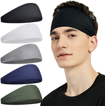 Sports Headbands for Men (5 Pack),Moisture Wicking Workout Headband, Swe... - $18.13
