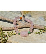 Rose Quartz &amp; Green Aventurine Gemstone Bracelet Size 7.5 Inch for Heart... - $41.16 CAD
