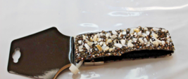 White Rock Chip &amp; Rhinestone Magnetic Close Bracelet Silver Tone New - £13.50 GBP