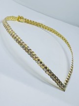 Vintage sterling silver 925 gold tone three colors v neck necklace choker 16” - £97.78 GBP