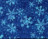 Cotton Batik Snowflakes Blue Holidays Christmas Fabric Print by the Yard... - $15.95