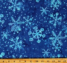 Cotton Batik Snowflakes Blue Holidays Christmas Fabric Print by the Yard D180.18 - £12.81 GBP