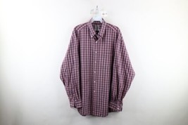 Vintage 90s Brooks Brothers Mens Large Faded Collared Button Down Shirt Plaid - £31.02 GBP