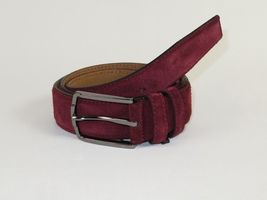 Mens Burgundy Genuine Suede Soft Leather Belt PIERO ROSSI Turkey # Burgundy-C image 5