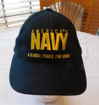 NAVY Men&#39;s Hat Cap Navy Blue Yellow One Size Adjustable Closure Pre-owned - £11.93 GBP