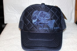 Fishing Born To Fish Fisherman Mesh Back Snapback Baseball Cap ( Dark Blue ) - $11.16