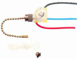 ZE-110 Pull Chain SWITCH 3 way &amp; 3 wire fan ZING EAR Antique Brass Westinghouse - £17.14 GBP